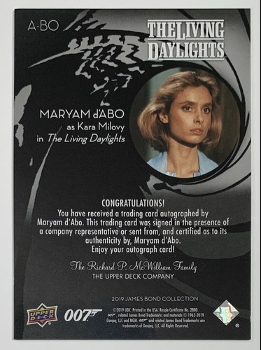 James Bond 007 Autograph Card Maryam D'Abo as Kara Milovy • The Living Daylights - Picture 5 of 14
