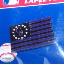 Colorado Rockies CR flag lapel pin MLB black/purple stripes c45122