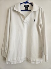 Polo Ralph Lauren Kids Long Sleeves White Shirt 100 Cotton Size 7