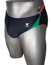Men's TYR ALLIANCE Racer Swim Brief - Black / Green Size 28 NYLON / LYCRA