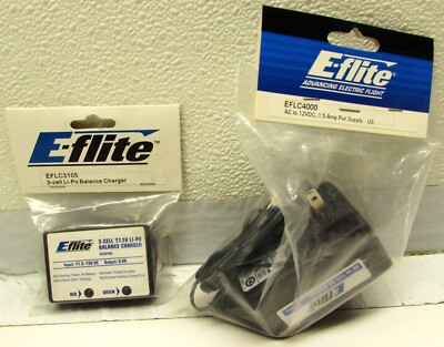 Eflight AC to 12vDC 1.5A Power Supply  US Plug and 3 cell Li-Po Charger NEW