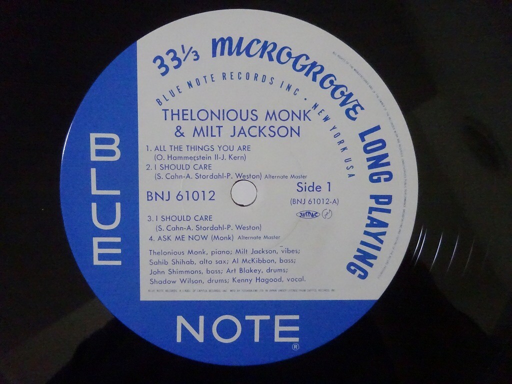 Thelonious Monk & Milt Jackson Blue Note BNJ 61012 Japan