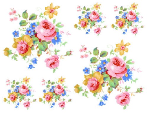 Vintage Image Shabby Pink Rose Floral Bouquet Transfers Waterslide ...