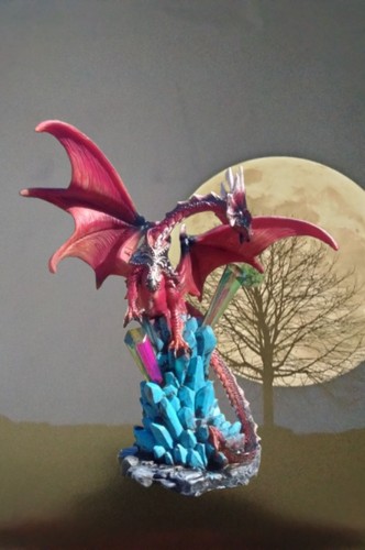Red Winged Dragon Guardian with Magical Crystals Collectible Figuring H = 9 in - Picture 6 of 6