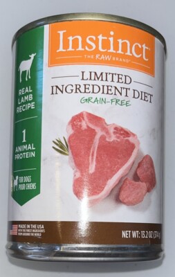 Instinct Original Grain Free Real Lamb Recipe Natural Wet Canned Nature s 13.2oz