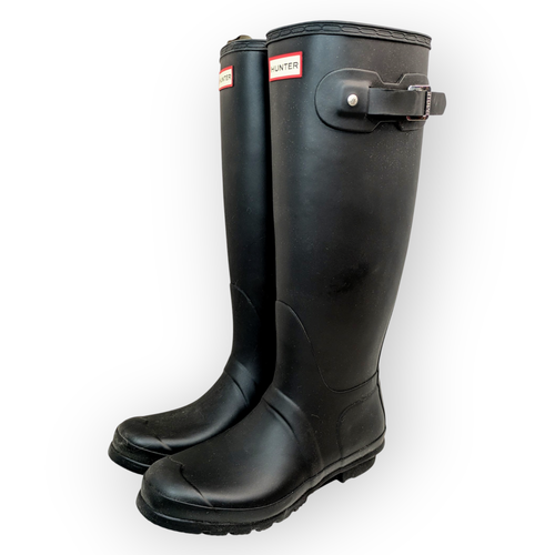 NEU Hunter Damen Original groß schwarz Regenstiefel Schnalle Größe 9 US 7 UK - Bild 2 von 9