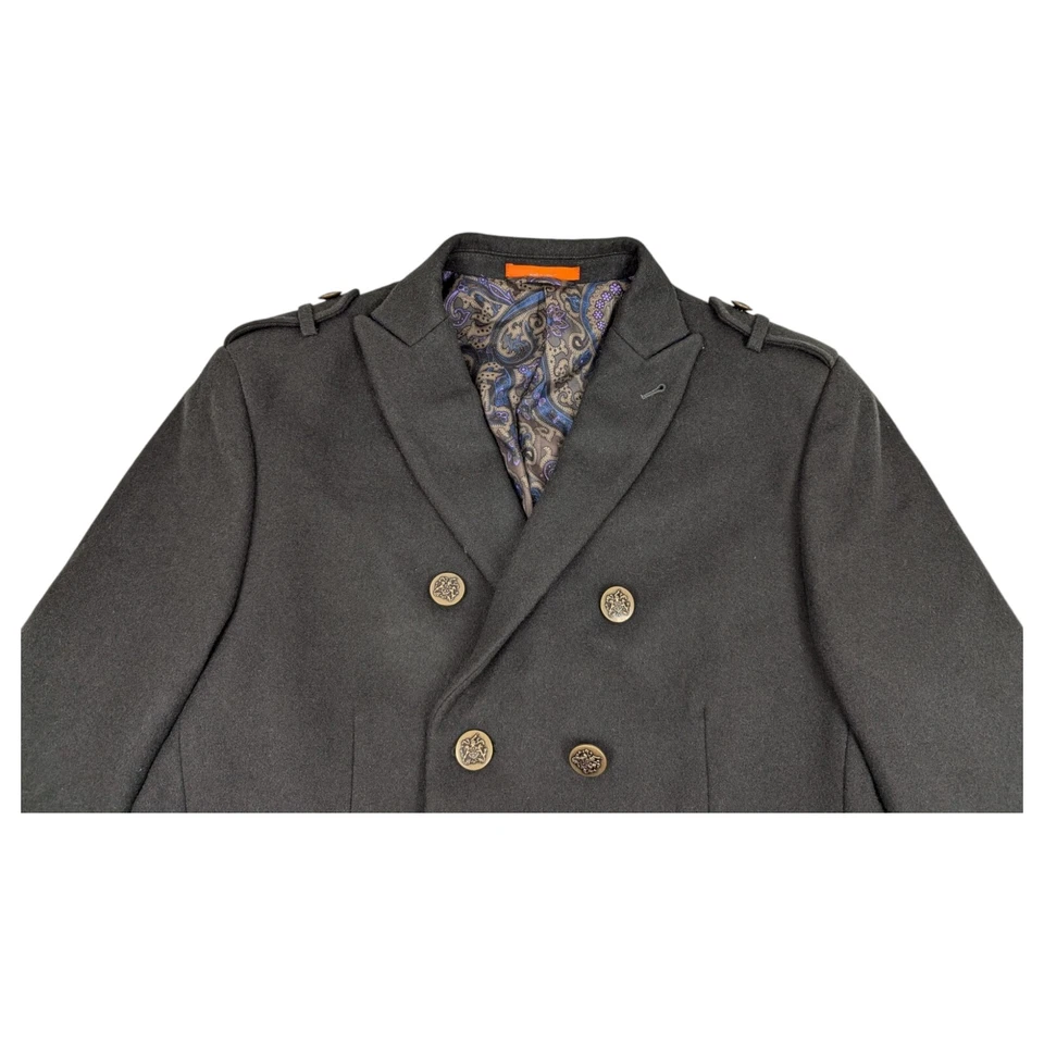 Tallia Men’s Olive Green Wool Pea Coat Size Medium - Image 3 of 4