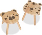 11-Inch Rubberwood Animal Chair, Solid Wood Children's Bench