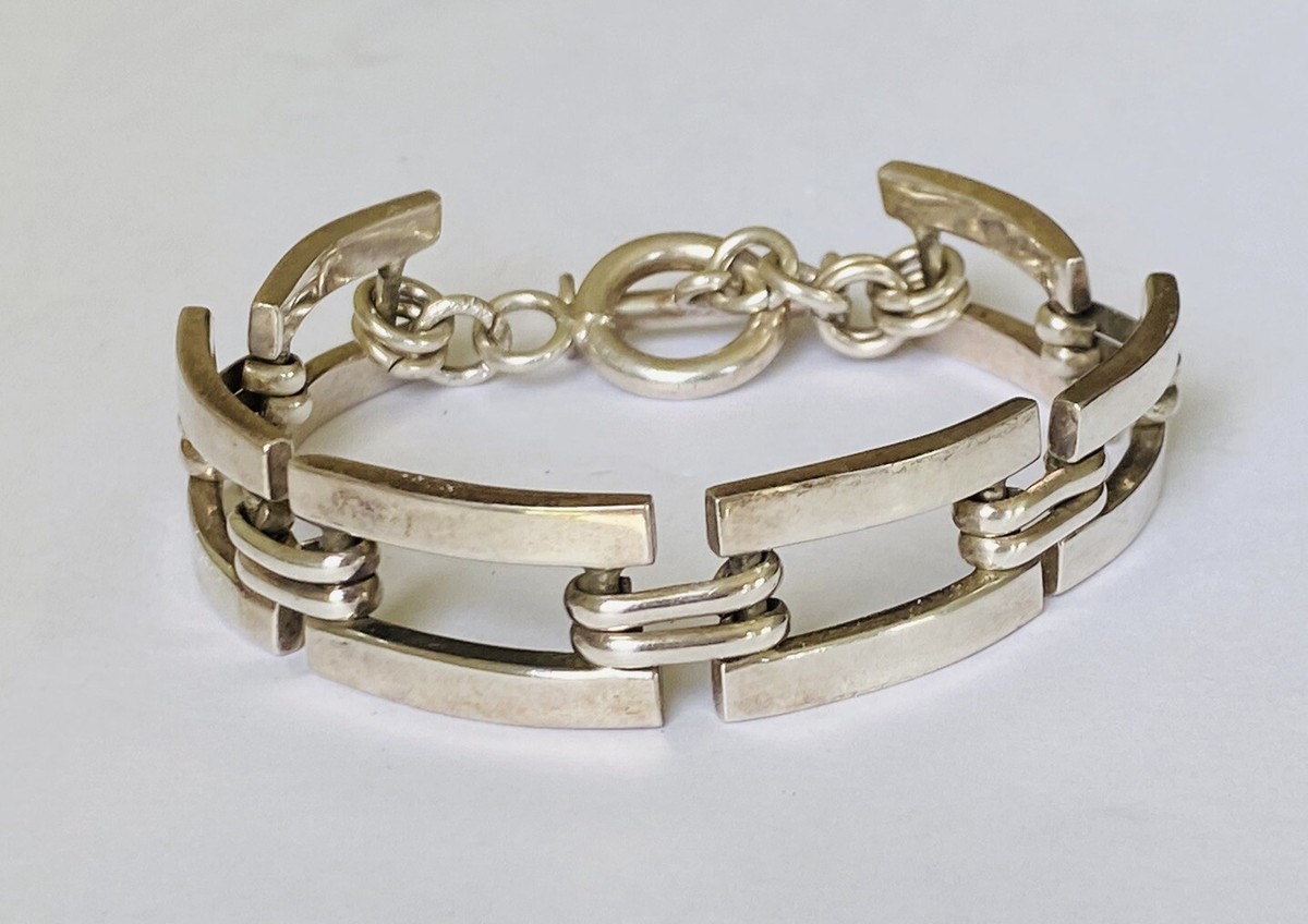 HEAVY VINTAGE MEXICO JRI STERLING SILVER LINK PANEL BAR