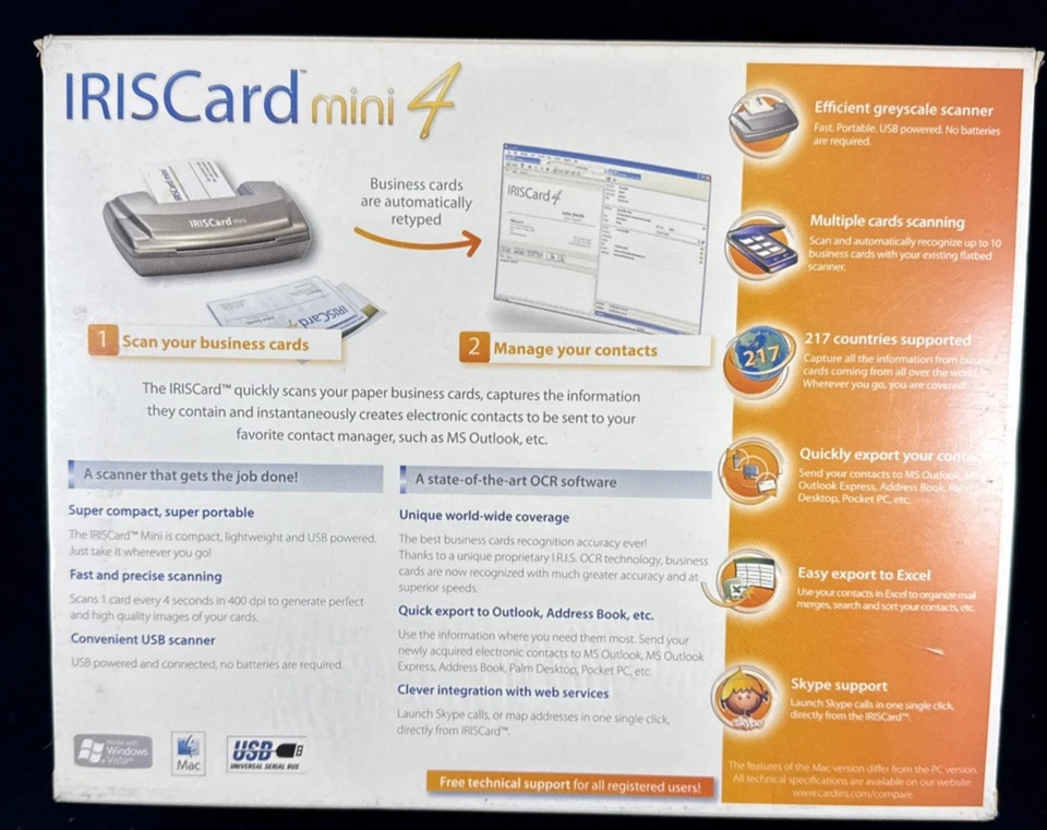 IRIS Card mini 4 -Personal Business Card Scanner, New Sealed in factory  plastic - Image 2 of 4