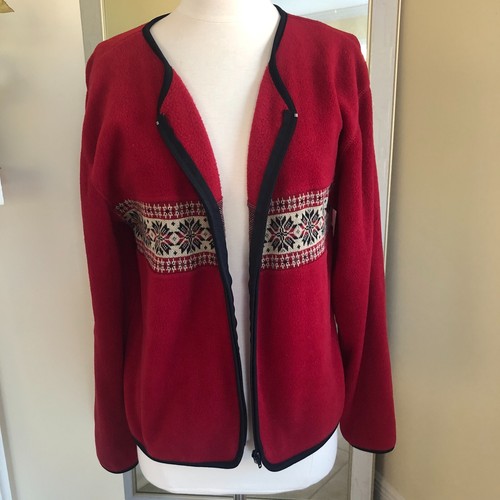 Premier International Nordic Soft Fleece Cardigan Large Full Zip Maroon Winter - Picture 8 of 10