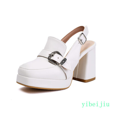 Women's Mules Slingbacks High Heel Leather Sandals Shoes Platform Plus Size 2026