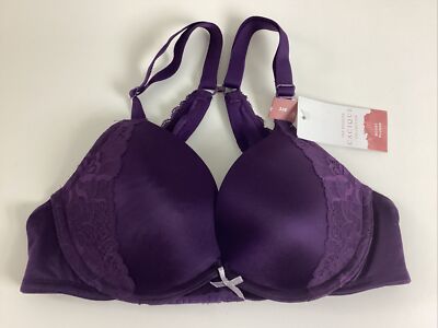 Cacique Lane Bryant Boost Plunge Bra Wire Purple Raceback 32B NWT - Main Image
