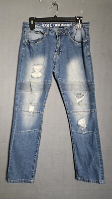 RAW X Distressed Denim Blue Jeans Vintage, Inspired 34 x 32