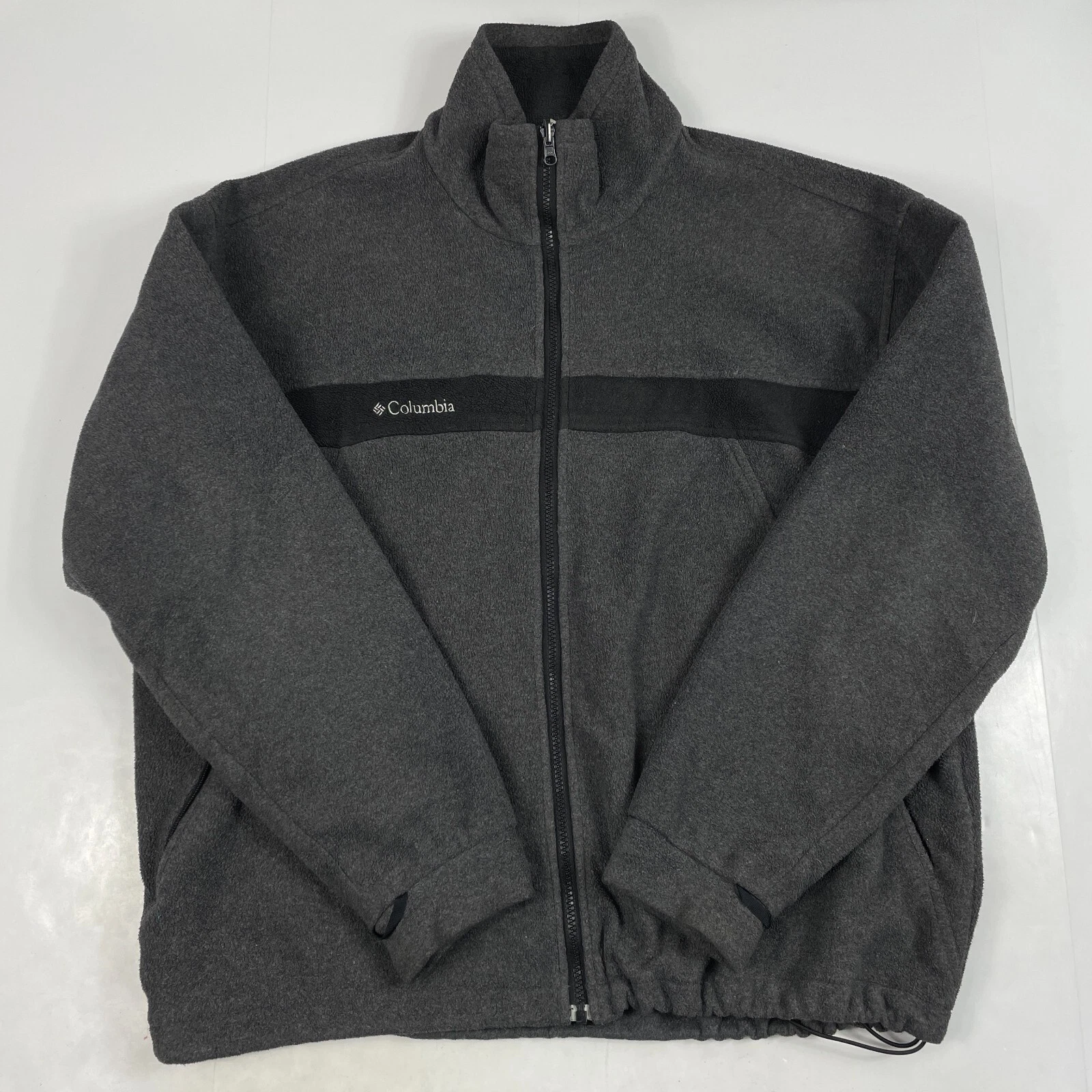 Columbia Jacket Mens Extra Large Gray Fleece Full Zip Long Sleeve Hiking Skiing