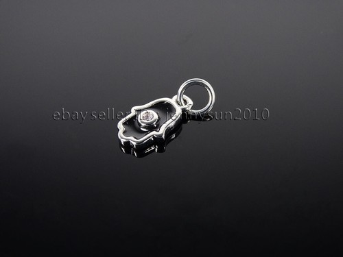 Colorful Eye Hamsa Rhinestones Pave Pendant Connector Charm Beads Silver Gold - Picture 24 of 74