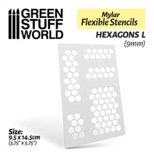 Flexible Stencils - HEXAGONS L 9mm - plastic, painting, airbrush, diorama