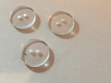 NEW 15 PC  PKG.3/4  INCH CLEAR FLAT 2 HOLE buttons