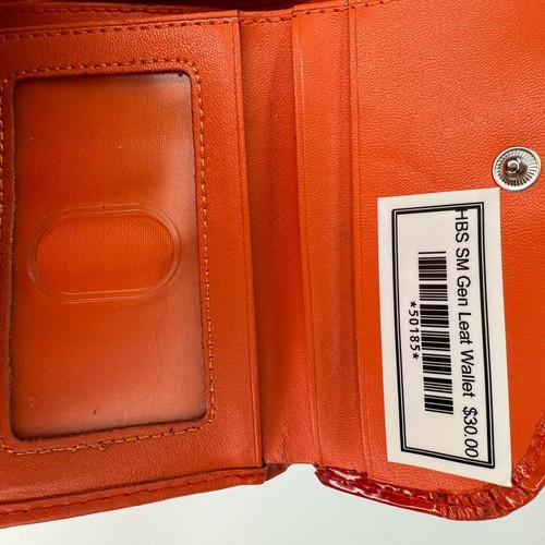 Orange Leather Croc Embossed Leather Wallet Silver Hardwear Purchased In Italy - Picture 14 of 14
