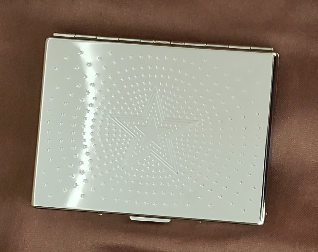 Chrome Metal Star Pattern Silver Card Holder 4x3 Unlined  -image