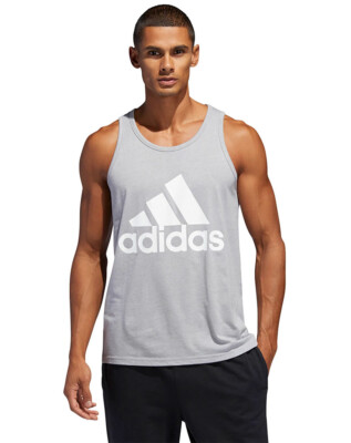 NWT Adidas Men's BOS Badge of Sport Classic Tank Top Light Grey/White DV2120