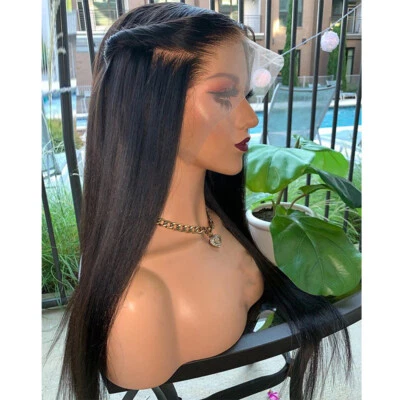 MISSWEN Long Straight Off black Heat Resistant Synthetic Hair Lace Front Wig