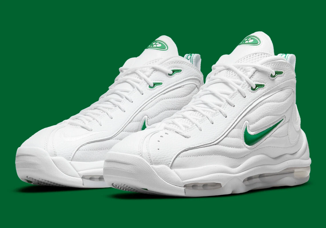 nike uptempo white and green