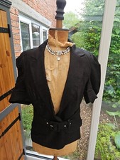 Full Circle Ladies Black Belted Short Fitted Jacket Bnwt Uk12