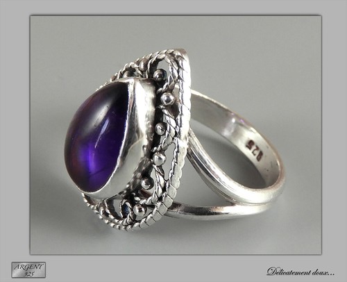 Bague Argent 925 Améthyste Ancienne Taille 59 BA-AR-331 - Neuf Avec étiquettes, Style Vintage