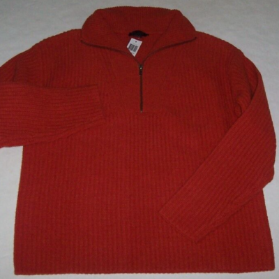 NWT Pendleton RED OCHRE SPICE Shaker Stitch HALF-ZIP