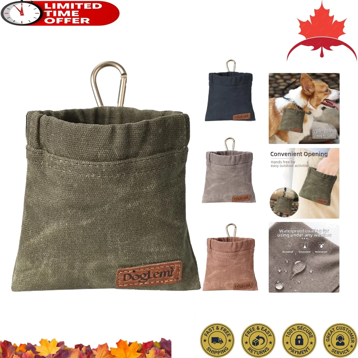 Portable Dog Treat Pouch Hands Free Training Bag Waterproof