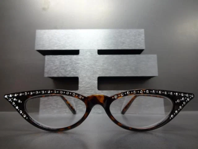 Mujer Elegante Retro OJO DE GATO LECTURA GAFAS LECTORES Bling Marco Tortuga Foto 4 de 4