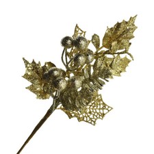 Glittered Pinecone and Berry Branch Pick, 10-1/2-inch