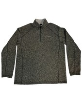 Eddie Bauer Sweater Mens XL Heathered Black 1/4 Zip Pull Over Outdoor Hiking