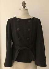 Tara Jarmon Double Breasted Checked Wool Blend Jacket, Size Uk 14, Eu 42