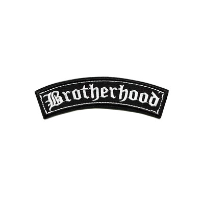 Brotherhood Embroidered Iron On Patch - Gothic Font, Biker Club Vest Badge