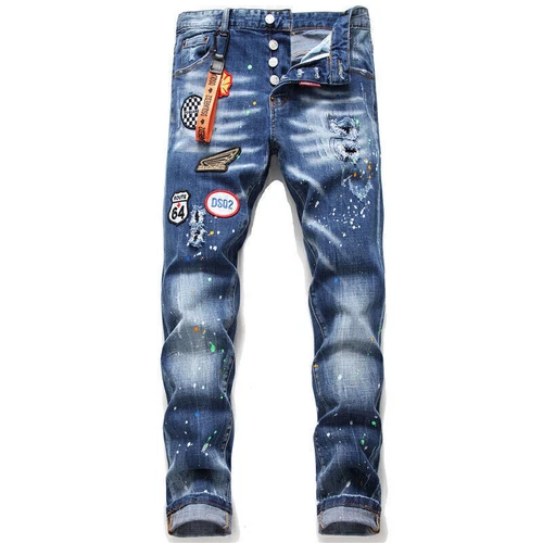 Nuevos Pantalones de mezclilla elásticos ajustados para hombre Dsquared2 al aire libre Multi-Artesanía Icono QSD2 - Imagen 7 de 10