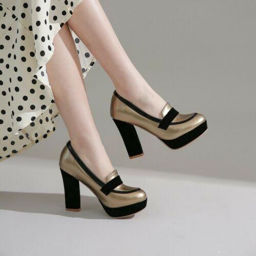 Damen-Pumps rund geschnitten Plateau elegant OL hoher Blockabsatz Partyschuhe - Bild 11 von 16