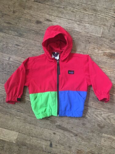 Vtg Retro 1990s 90s REI Kids Hooded Jacket Boys Girls Color Block Red Blue Green - Picture 1 of 10
