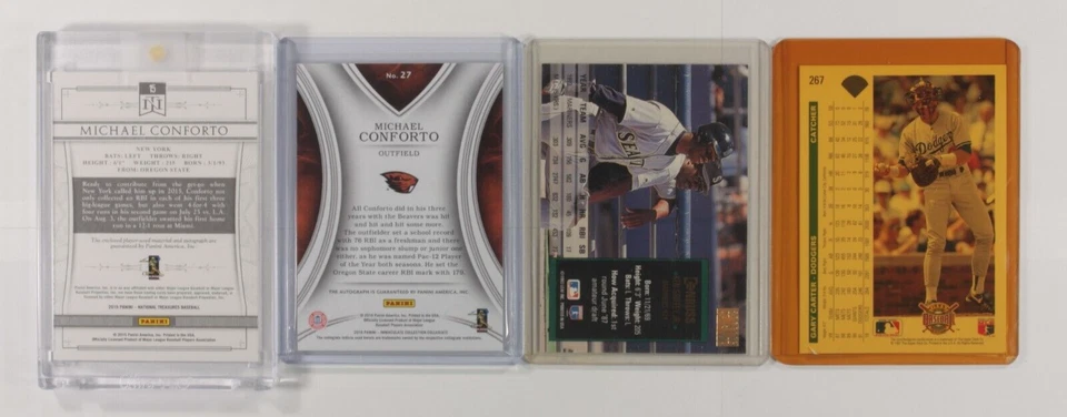 Lot 8 Baseball Cards Griffey Jr, Conforto, Jackson, Flexen, Nomo, Matz, Carter - Image 4 of 4