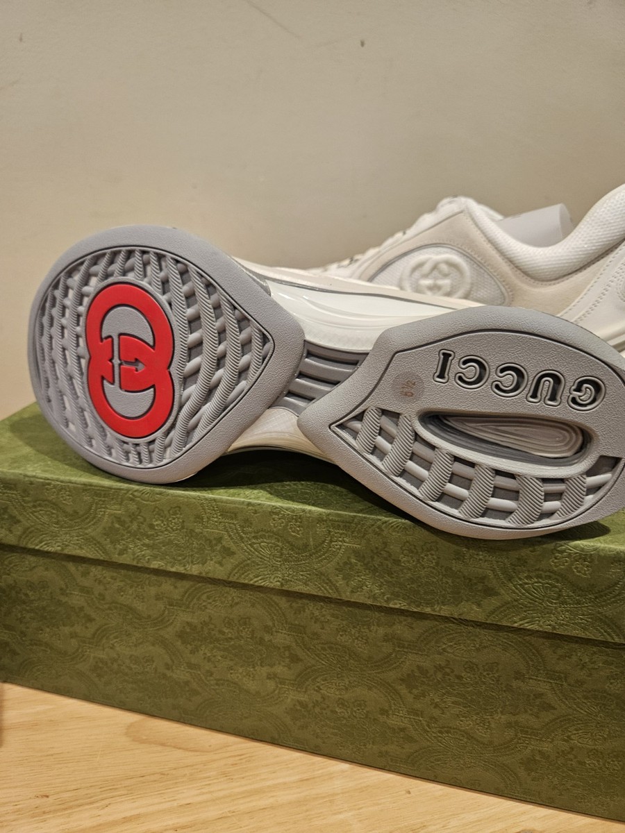 GUCCI Run GG White/Beige Leather Low Top Sneakers UK Size 6.5 | eBay