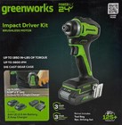 Greenworks 24V Cordless Impact Driver Kit, 2×2Ah Batteries, 2A Charger, Tool Bag