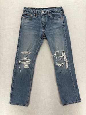 Levis 511 Jeans Mens 30x30 Blue Medium Wash Distressed Ripped Slim Fit Denim
