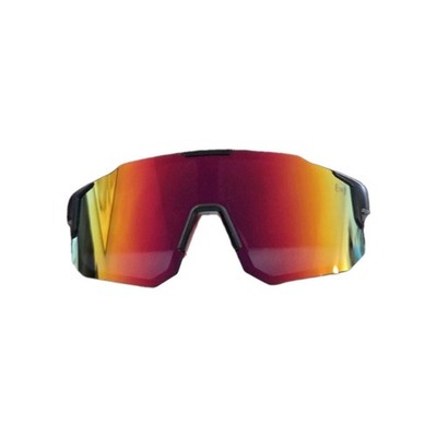 10 OVERSIZED SPORTS WRAP Biker Cycling Shield SUN GLASSES Black Frame Red Arms