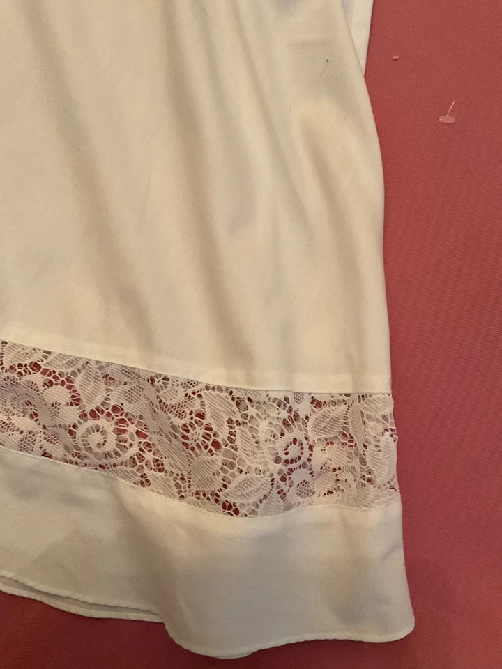 Vestido de dia Gunne Sax vintage anos 80 algodão branco acabamento em renda gola grande tamanho. 10? - Imagem 2 de 4