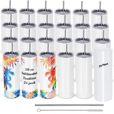 Cosictic 24 Pack Sublimation Tumblers for Heat Press Machine