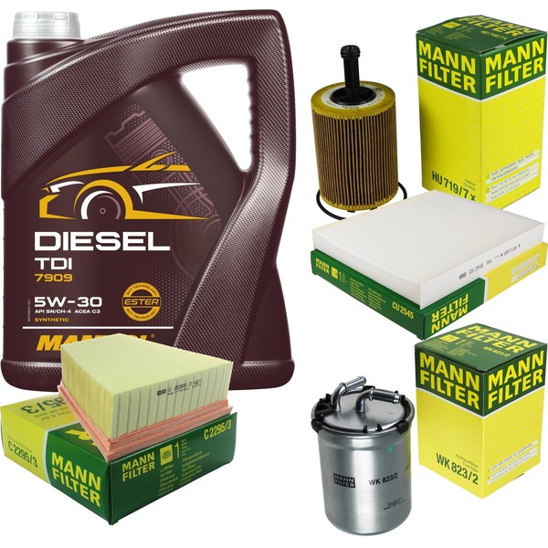 Mann Inspektionspaket Filterset 5L Mannol Diesel TDI 5W-30 FüR VW Polo 1.4-image