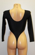 Women Thong Ballet Leotard 100-03 Long Sleeve Black Spandex Size L