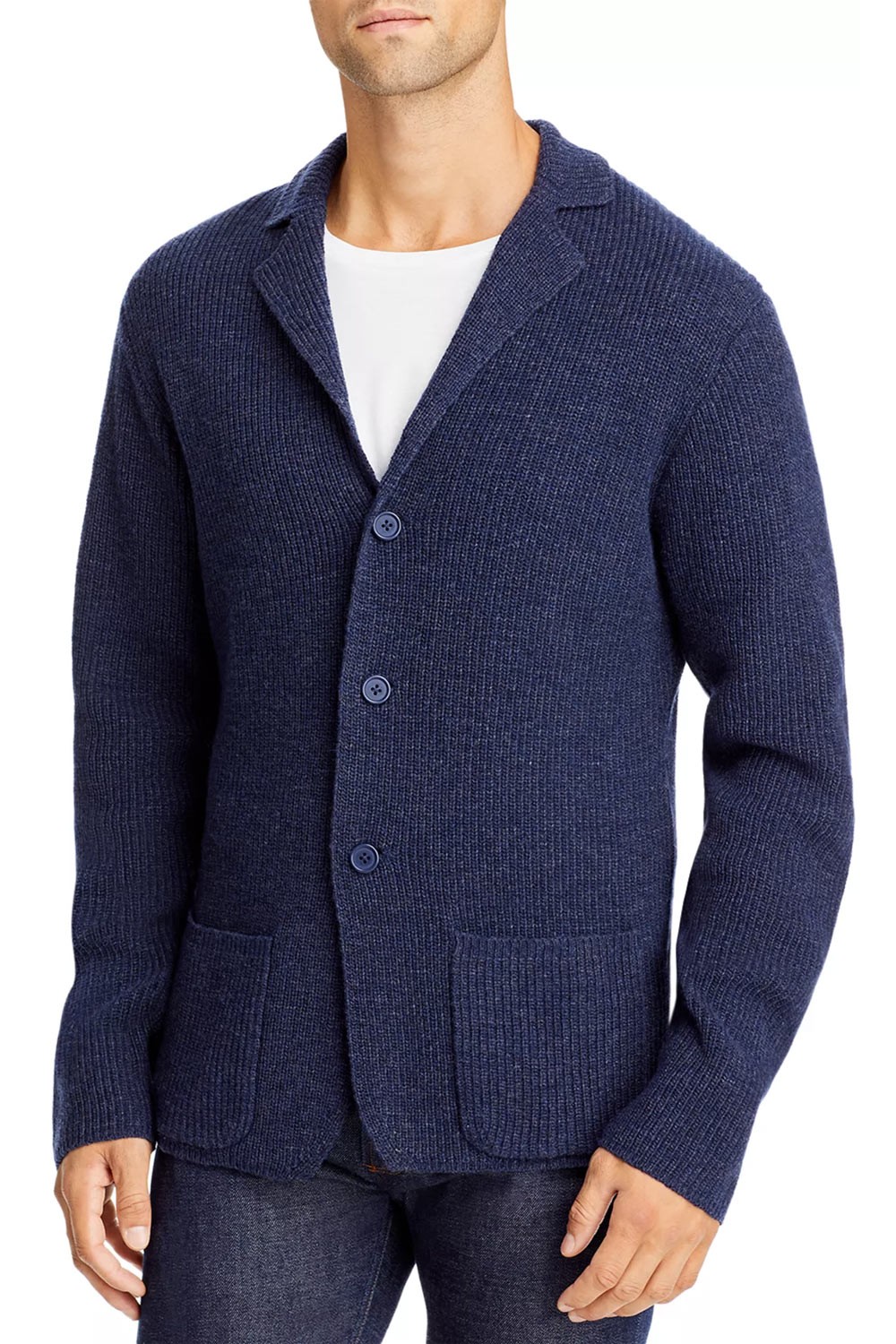 Мужской кардиган с вырезами на лацканах большой темно-синий меланжевый свитер - 248 новозеландских долларов 13590₽