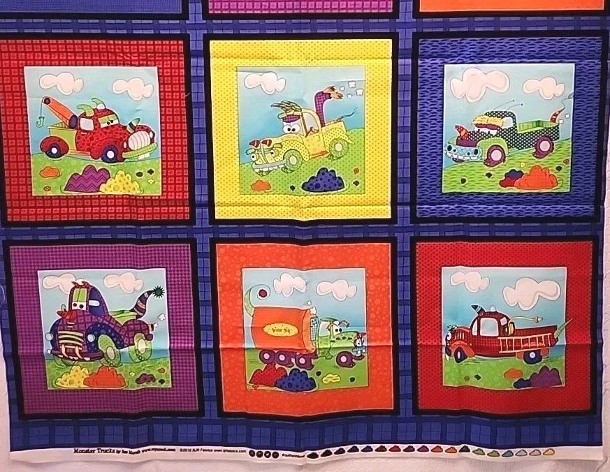 Panel solo bloques Monster Trucks de Sue Marsh niños/niños 24" de ancho x 44" de largo Foto 3 de 4